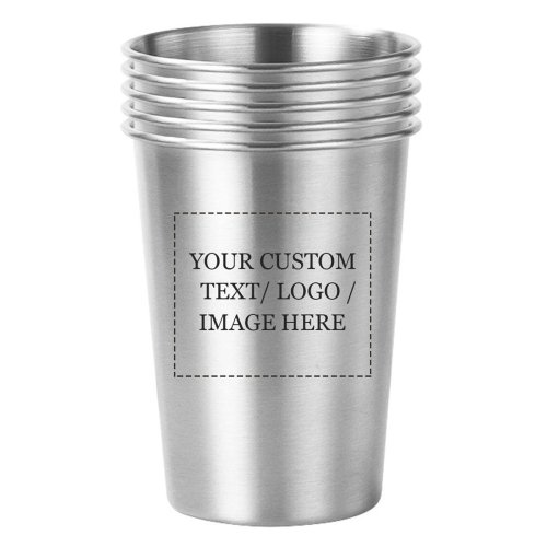 5 Pack Personalized Premium Stackable Stainless Steel Pint Cups - Durable Metal Tumblers for Travel & Outdoor Adventures