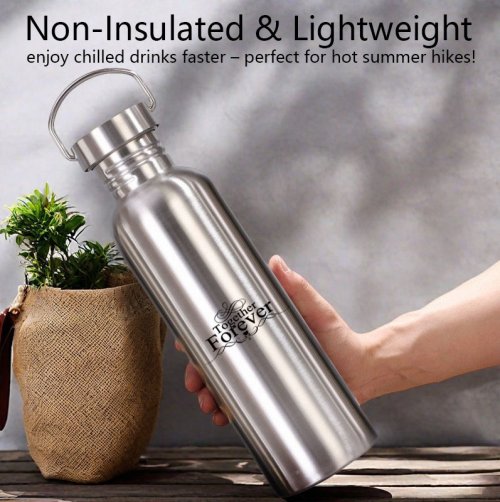 2 Pack Customized Logo Stainless Steel Sports Water Bottle – Durable, Non-Insulated Metal Cups for Outdoor, Hiking & Fitness - Image 3